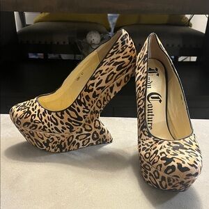 Leopard Print Wedge Heels